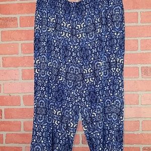 calvin klein 1x blue patterned pants plus size